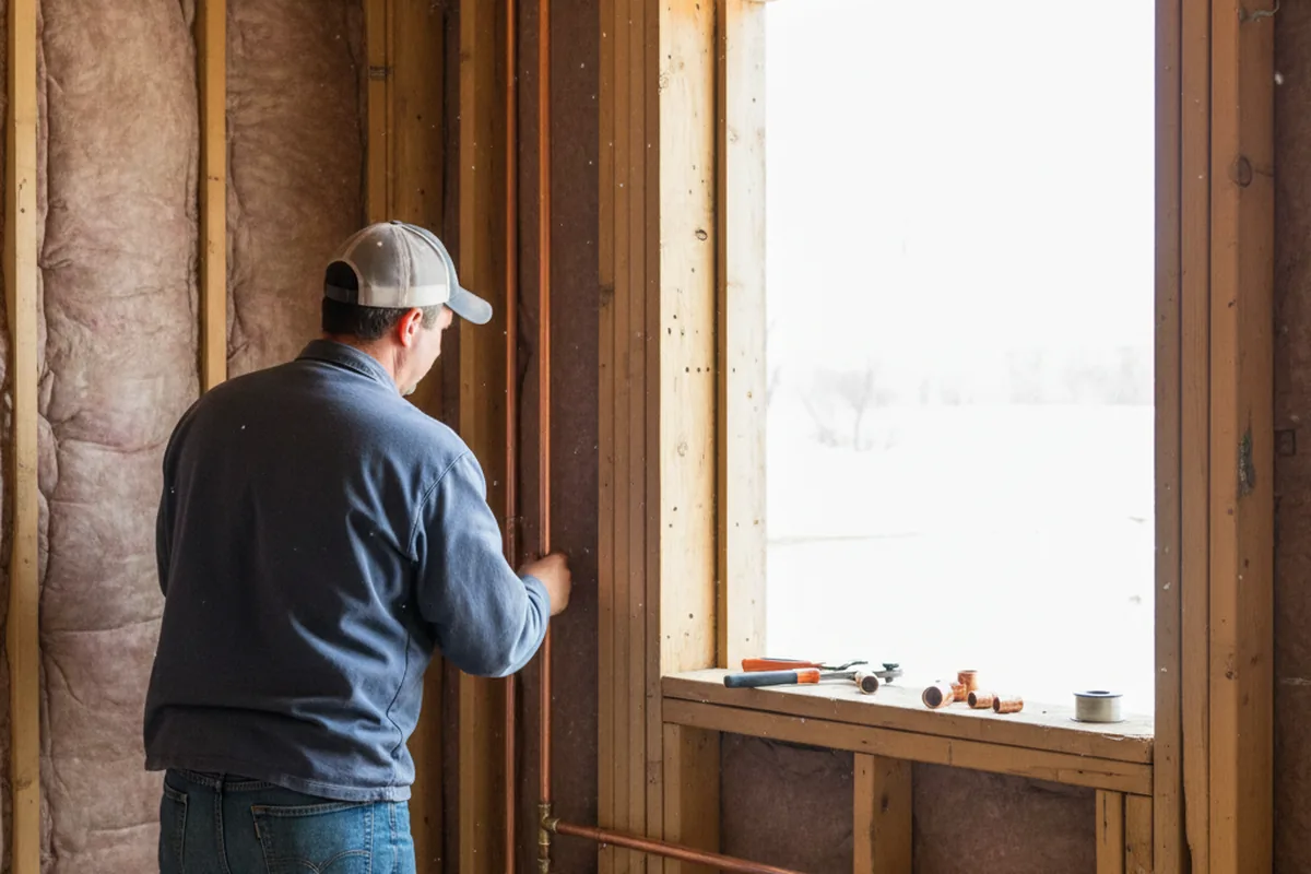 Licensed plumber running new copper supply lines in a Mica home