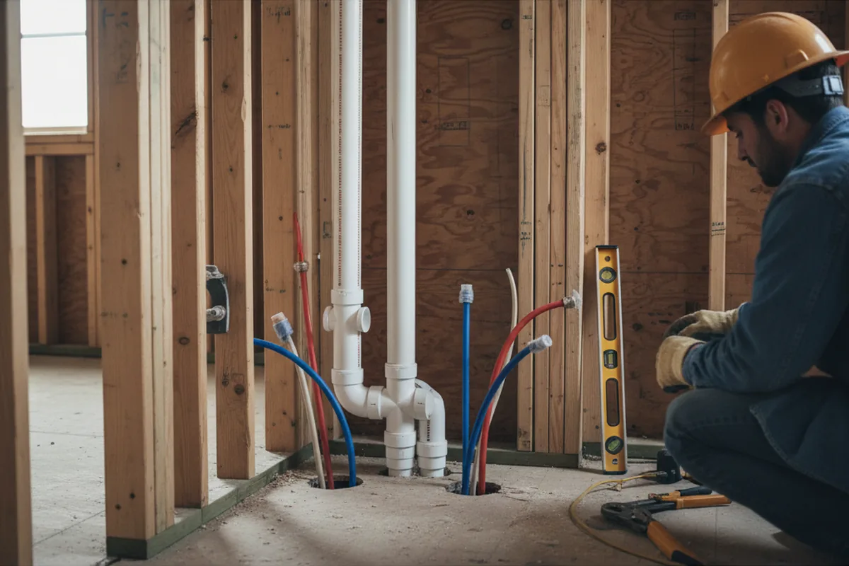Drain and supply rough-in during Leak Detection in Mica
