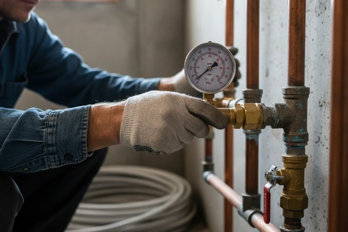 Pressure testing a repaired line during Water Line Repair in Mica